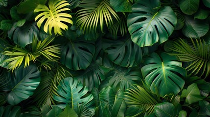 Pattern of green leaves background, resembling a plant or tree, abstract.