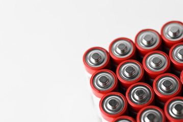alkaline AA batteries, top view