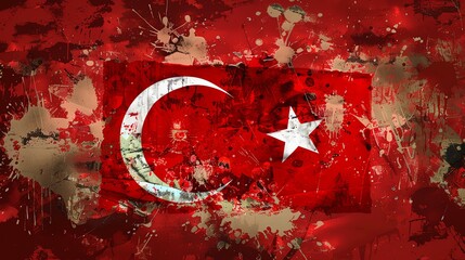 Flag of Turkey. The flag is red with a white crescent moon and star.