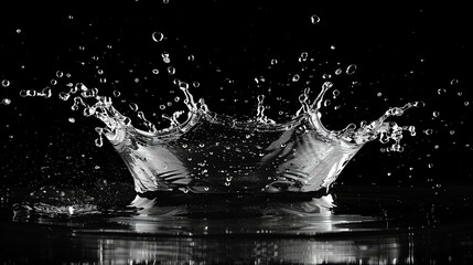 Black and white water splash. Water drop.