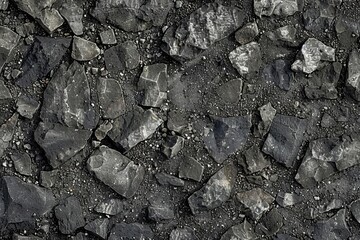 Seamless dark grey asphalt texture background, grungy road surface pattern, abstract stone wallpaper illustration