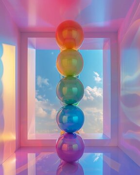 Elevate your space with a dynamic image showcasing levitating balls changing hues to resonate with the rooms vibe Let the colors speak volumes about the atmosphere