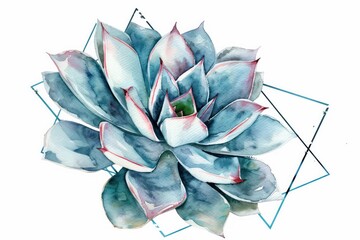 Fototapeta premium A watercolor clipart of a single detailed succulent plant