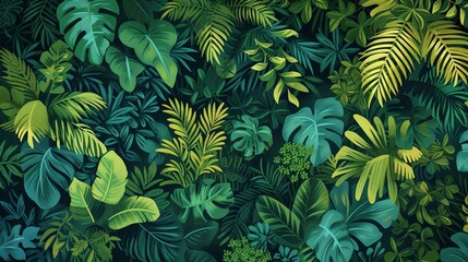 Fototapeta na wymiar lush green tropical leaves, with vibrant colors and intricate details, perfect for creating a relaxing atmosphere in any room.