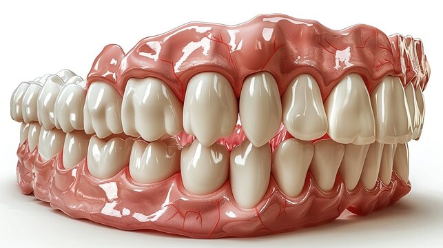 Hightech 3D imaging of human teeth and dental structures, detailed clipart isolated on a white background