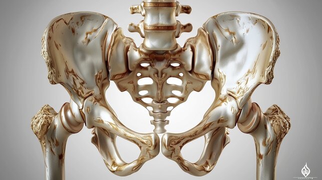 3D Imaging Of The Human Pelvis And Lower Spine Structure, Clipart Isolated On A White Background