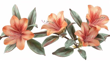 3D render of an azalea plant in a colorful flower pod, clipart isolated on a white background