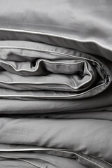 close-up of a gray satin bedding set - 771499343