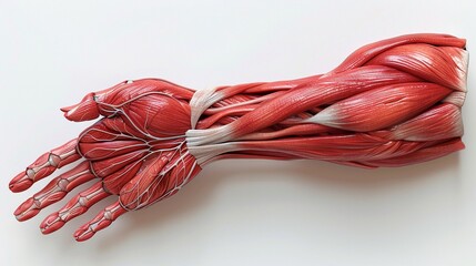 Obraz na płótnie Canvas 3D render of the human arm muscles and tendons, clipart isolated on a white background