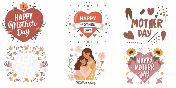 Mothers Day. Set of vector illustrations. Happy mother's day.