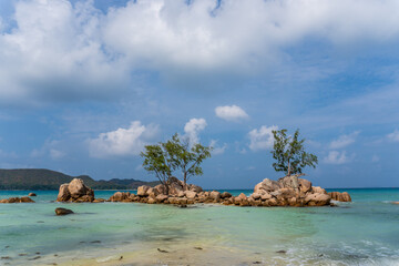 Beach view on Praslin island, Seychelles