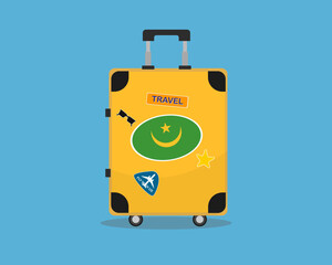 Suitcase or baggage with Mauritania flag, holiday and vacation idea