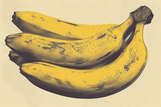 Banana bunch minimalist clipart sepia pop art curve emphasis