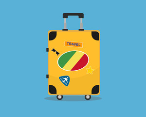 Suitcase or baggage with Republic Of The Congo flag, holiday and vacation idea