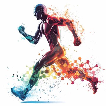 Dynamic Runner with Colorful Abstract Design Elements