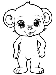 monkey smoothly outline shape coloring page, white background, ai generated 