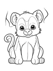 monkey smoothly outline shape coloring page, white background, ai generated 