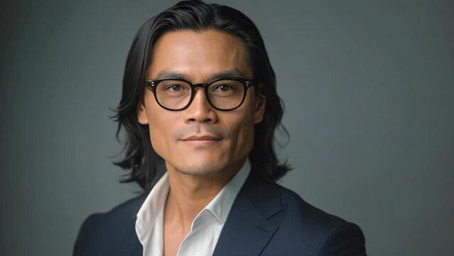 Stylish Filipino Man in Glasses: Professional Look. Generative ai