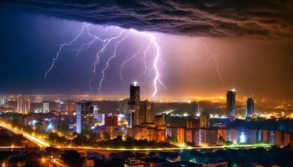 Generated image of lightning over the city