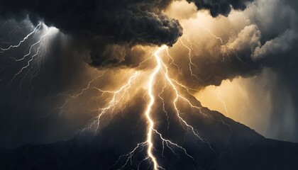 Generated image of lightning in the sky - obrazy, fototapety, plakaty