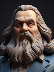 portrait of dmitri mendeleev 3D sculpt illustration art design on plain white background from Generative AI