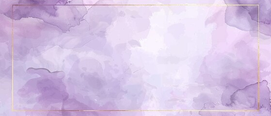 Ultrawide Purple Watercolor Background With Thin Golden Frame
