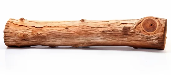 Papier Peint photo Bouleau A hardwood log is placed on a white surface, showcasing the natural materials beauty. The rectangular shape contrasts with the landscape, resembling a piece of art