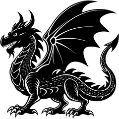  a red dragon on white background 