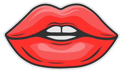 lips with red lipstick without background