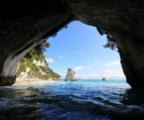 Poster Beautiful view of Cathedral cove coromandel in New Zealand © Wirestock
