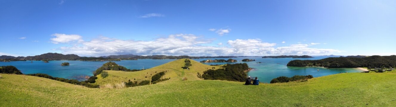 Scenic view of a bay of islands in New Zealand