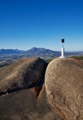 Closeup of Paarl Rocks and Paarl at the mountains of Paarl under the blue sky in South Africa