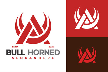 Letter A Bull Horned logo design vector symbol icon illustration