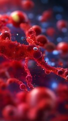 blood, cells, microscope, artery, human, biotechnology, science, health, care, concept, flowing, red, travel, body, blur, bokeh, background, microscopy, research, medical, biology, laboratory, analysi