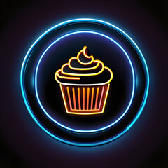 Copper Neon Muffin Icon: Rustic and Warm Pastry Symbol(Generative AI)