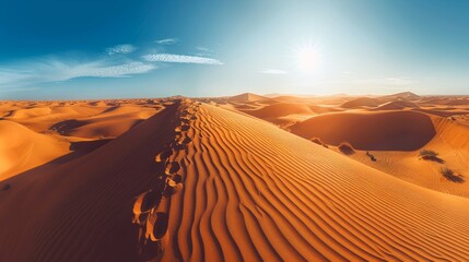Fototapeta na wymiar The Sun Shines Brightly Over a Desert Landscape