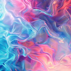 The image presents ethereal waves blending pink and blue hues in an almost silky texture suggesting tranquility and softness - obrazy, fototapety, plakaty