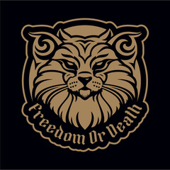 devil cat, freedom or death, patch, chevron, sticker