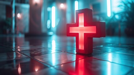 Cross as a symbol of medical health healthcare insurance symbol concept.