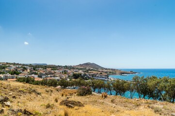 Aerial view of the stunning Mediterranean landscape featuring the Greek island of Crete