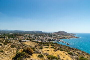 Fototapeta na wymiar Aerial view of the stunning Mediterranean landscape featuring the Greek island of Crete