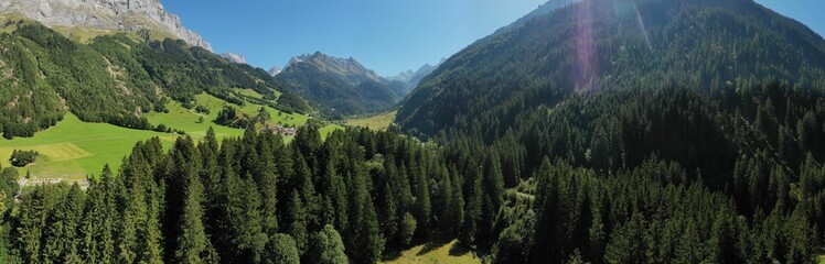 Breathtaking view of the majestic Swiss Alps, with the picturesque mountain © Wirestock