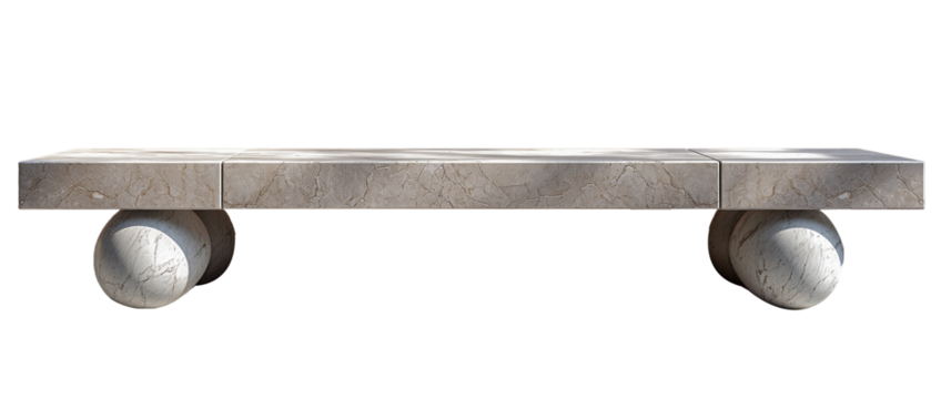 White marble bench on transparent background
