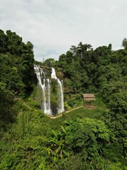 Picturesque scene of a cascading waterfall in Pakse, Laos