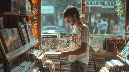 Man Standing in Room Filled With Books - obrazy, fototapety, plakaty
