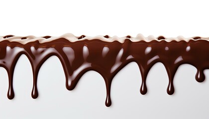 melted chocolate dripping isolated on white background with shadow. Chocolate drip isolated