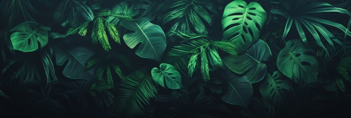 Tropical leaves pattern - obrazy, fototapety, plakaty