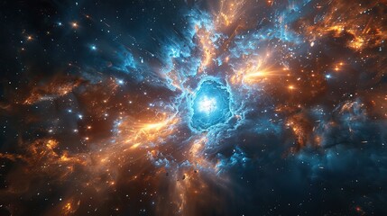 Fototapeta premium Stellar Nebula and Cosmic Energy Abstract Visualization. Space and Universe Concept for Science Fiction Artwork and Screen Backgrounds