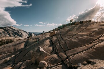 Scenic view of rocky mountains in Yosemite National Park, California