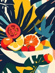 Colorful Abstract Fruits Illustration with Tropical Vibes